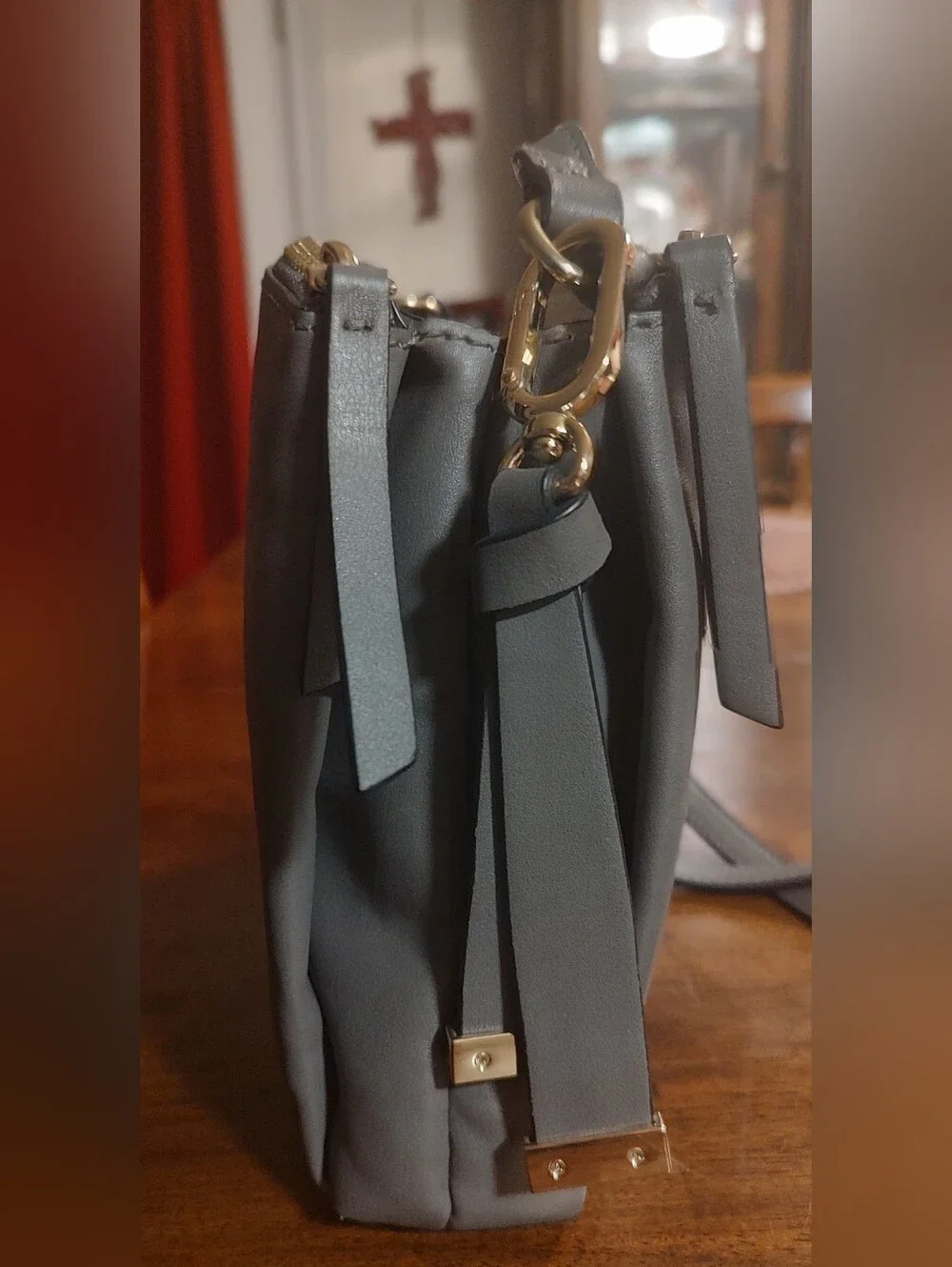Nine West Gray Crossbody with Gold Hardware